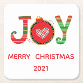 Red Grönt Joy Jul Helgdag Underlägg Papper Kvadrat