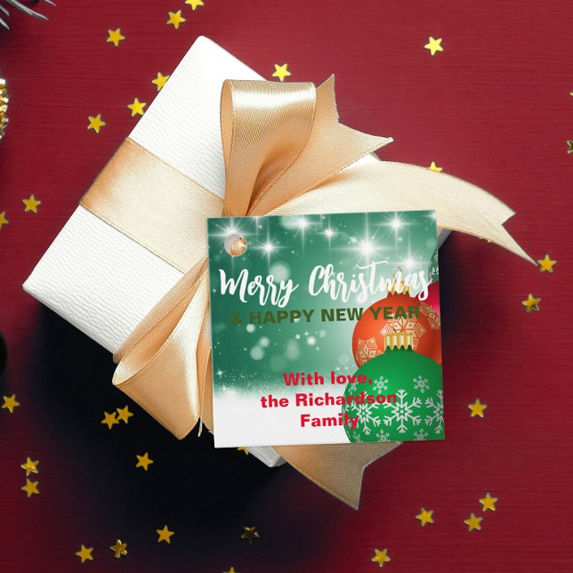 Red Grönt Jul Baubles Winter Wonderland Gåvor Etiketter (Skapare uppladdad)