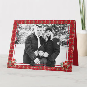 Red Grönt jul en Photo Snowflake Tack Kort