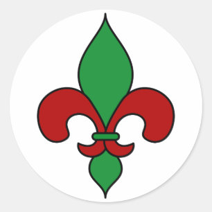 Red Grönt jul Fleur de Lis Runt Klistermärke