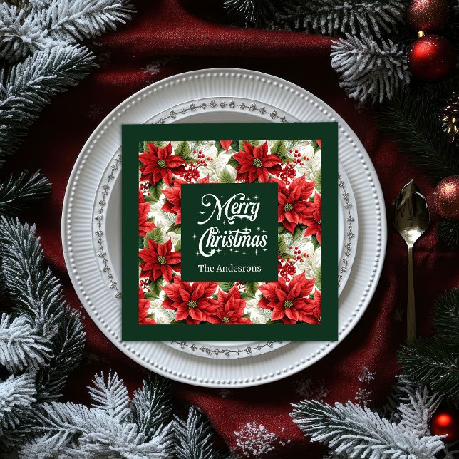 Red Grönt Jul Napkins Traditional Chic Gift Pappersservett (Red Green Christmas Napkins Traditional Chic Gift)