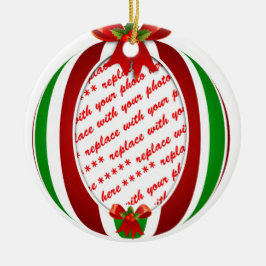 Red & Grönt jul Ornament Photo Ram