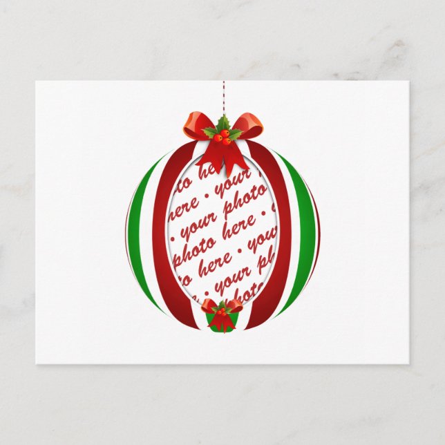 Red & Grönt jul Ornament Photo Ram Helg Vykort (Framsida)