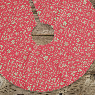 Red Grönt jul Snowflake Mönster Julgransmatta Borstad Polyester