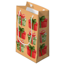 Red, Grönt julklapp Orange Small Gift Bag