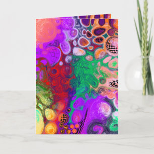 Red, Grönt Lila Colorful Digital Fluid Art Blank Kort