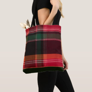 Red Grönt Madras Play Tote Bag Tygkasse