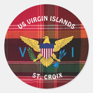 Red Grönt Madras Virgin Islands Flagga Personalize Runt Klistermärke