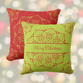 Red & Grönt Mandala-julen Färg Dekorativ kudde