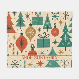 Red Grönt Mid Century Modern Helgdag Fleecefilt