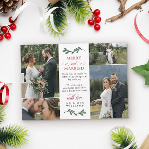 Red Grönt Mistletoe Merry Married jul Tack Kort