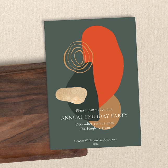 Red Grönt Modern Abstrakt Business Julfest Inbjudningar (Skapare uppladdad)
