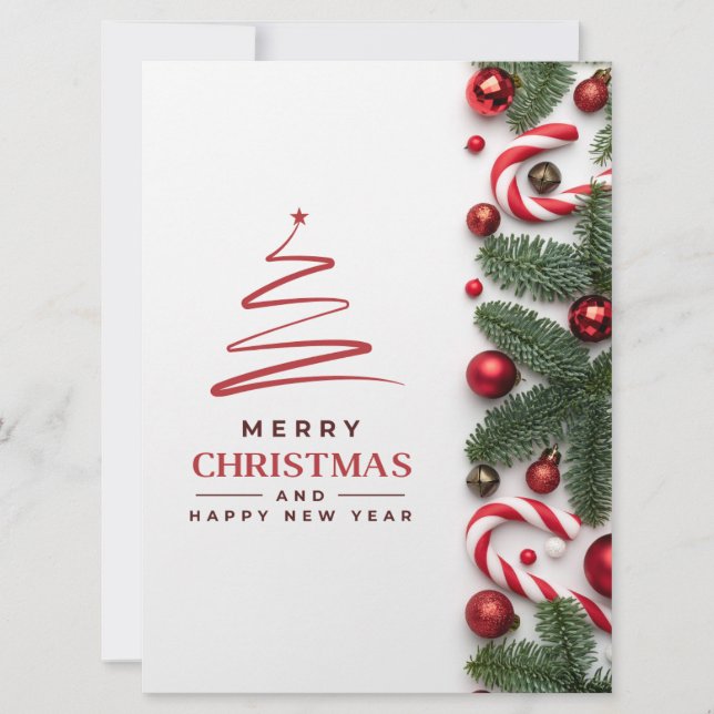 Red Grönt Modern God jul Julkort (Framsida)