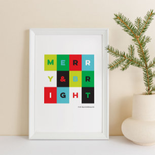 Red Grönt Modern Merry on Bright Helgdag Art Print Poster