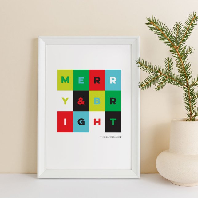 Red Grönt Modern Merry on Bright Helgdag Art Print Poster (Skapare uppladdad)