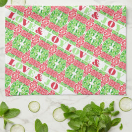 Red & Grönt Mosaic Kitchen Towels Kökshandduk