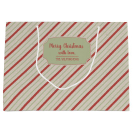 Red, Grönt och Beige Rand Large Gift Bag