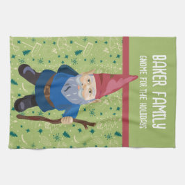 Red Grönt och Blue Gnome för Helgdagarna Winter Kökshandduk