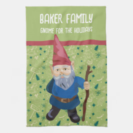 Red Grönt och Blue Gnome för Helgdagarna Winter Kökshandduk