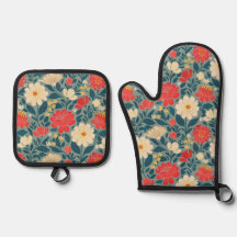 Red, Grönt och Cream Blommigt Chinoiserie