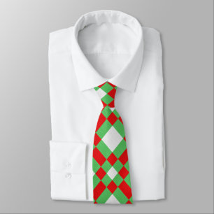 Red Grönt och White Fabric Geometric Struktur Slips