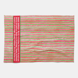 Red, Grönt och White Rand Monogram Kitchen Tow Kökshandduk