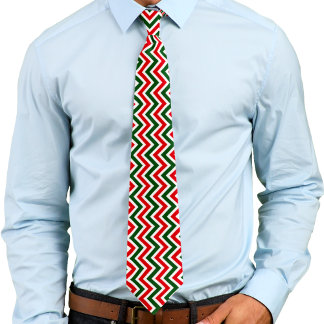 Red, Grönt och White Zig Zag Chevron Mönster Slips