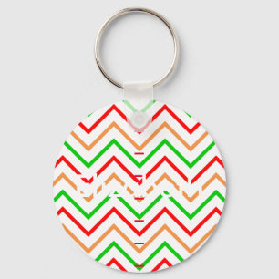 Red Grönt Orange Chevron Personlig Namn Nyckelring