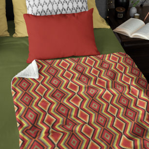 Red Grönt Orange Gult Black Tribal Art Mönster Fleecefilt