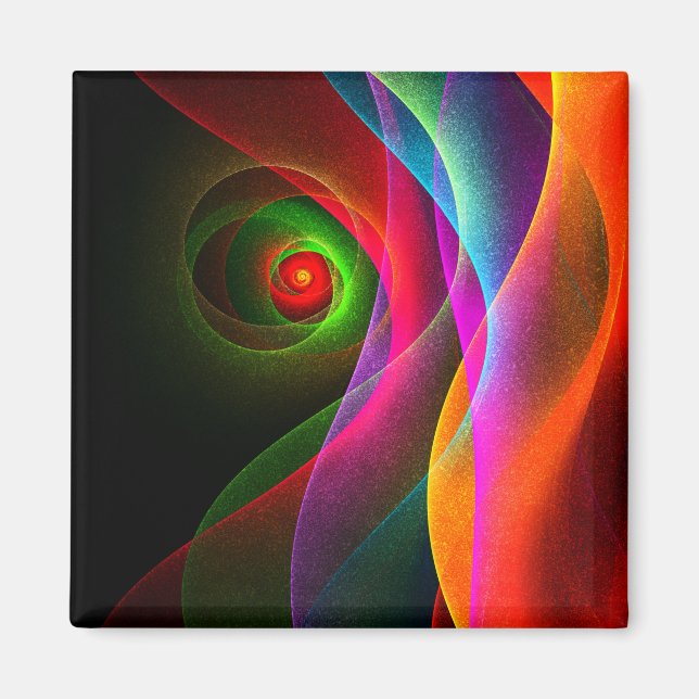 Red Grönt Orange Modern Abstrakt Art Mönster #22 Magnet (Framsidan)