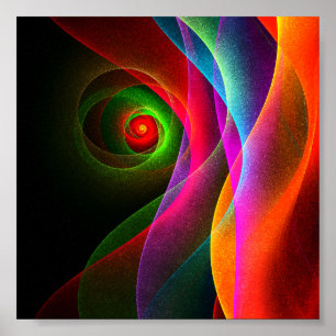Red Grönt Orange Modern Abstrakt Art Mönster #22 Poster