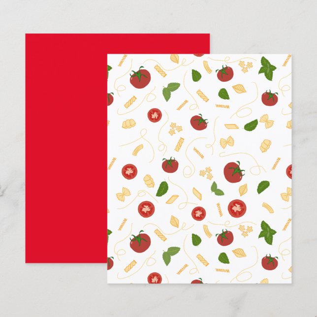 Red Grönt Pasta Tomato Basil Scrapbook Papper (Fram/baksida)