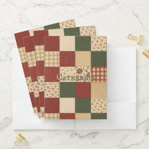 Red Grönt Patchwork Quilt Rustic Farmhouse Blommig