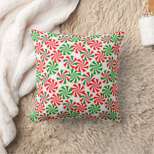 Red Grönt Peppermint Candy Swirl Kudde