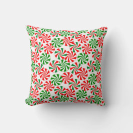 Red Grönt Peppermint Candy Swirl Kudde