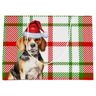Red Grönt Plade Beagle Hund älskare Helgdag
