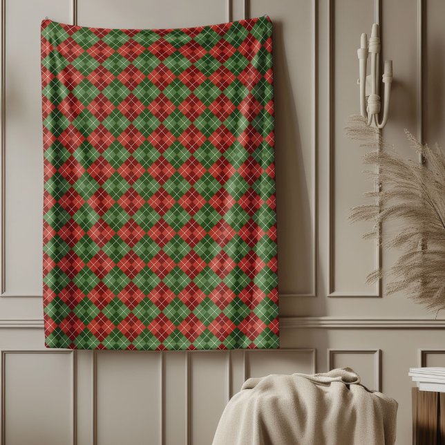 Red Grönt Play Blanket for Helgdag Warmth Fleecefilt (Red Green Plaid Blanket for Holiday Warmth)