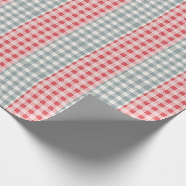 Red & Grönt Play Gingham Land Farmhouse Simple Presentpapper (Hörn)