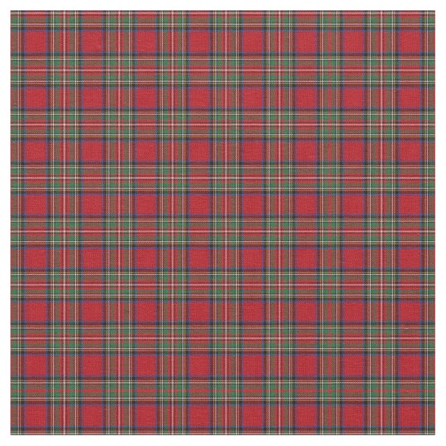Red Grönt Play Rustic Classic Stewart Tartan Tyg (Närbild)