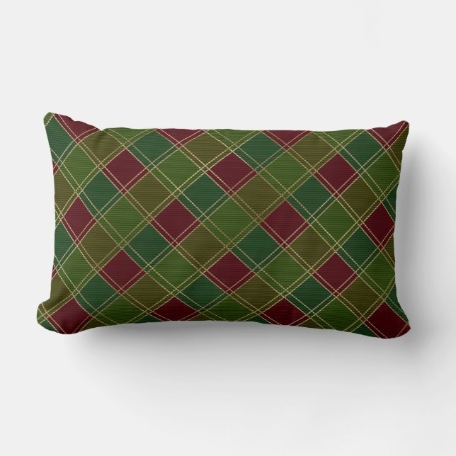 Red Grönt Play Tartan Lumbarkudde (Framsida)