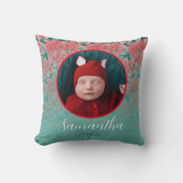 Red Grönt Poinsettia Personlig Baby Photo Kudde