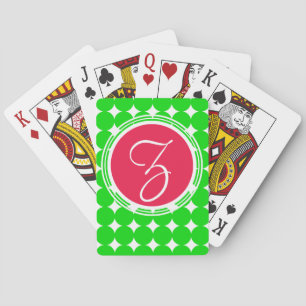 Red & Grönt Polka Dot Monogram Spel Kort