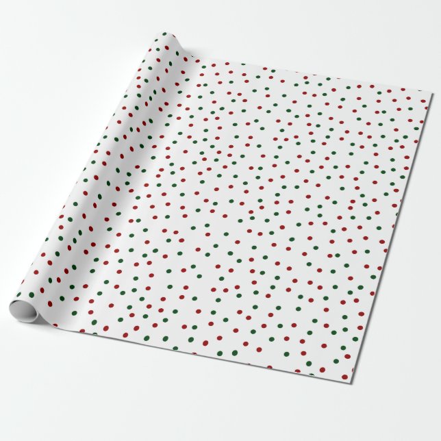 Red Grönt Polka Dot Mönster jul Presentpapper (Utrullad)
