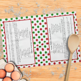 Red Grönt Polka Dot Whimsical Keepsak Recipie Kökshandduk