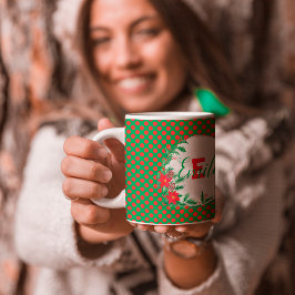 Red & grönt Polka dots Botanical Anpassningsbar Mo Kaffemugg