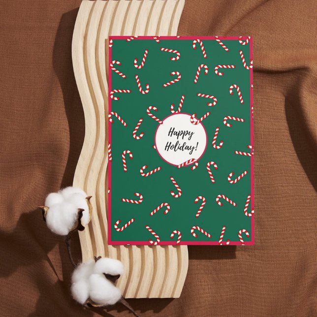 Red & Grönt Rand Candy Lycklig Helgdag Card (Skapare uppladdad)