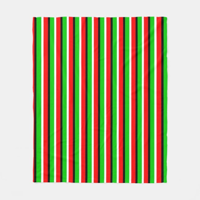Red Grönt Rand Mönster Design Fleecefilt (Framsidan)