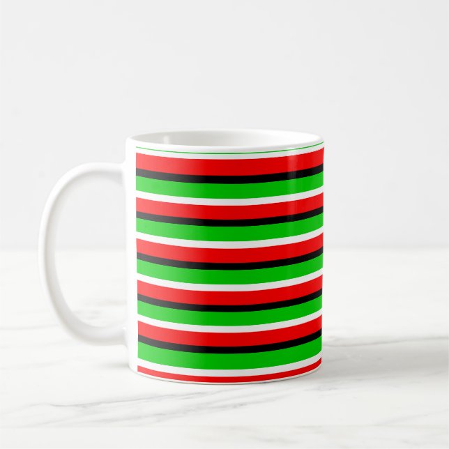 Red Grönt Rand Mönster Design Kaffemugg (Vänster)