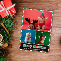 Red Grönt Retro Merry Woofmas Photo Collage