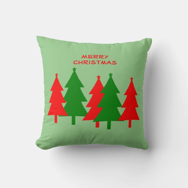 Red Grönt Roligt Modern God jul Träd Kudde (Framsida)